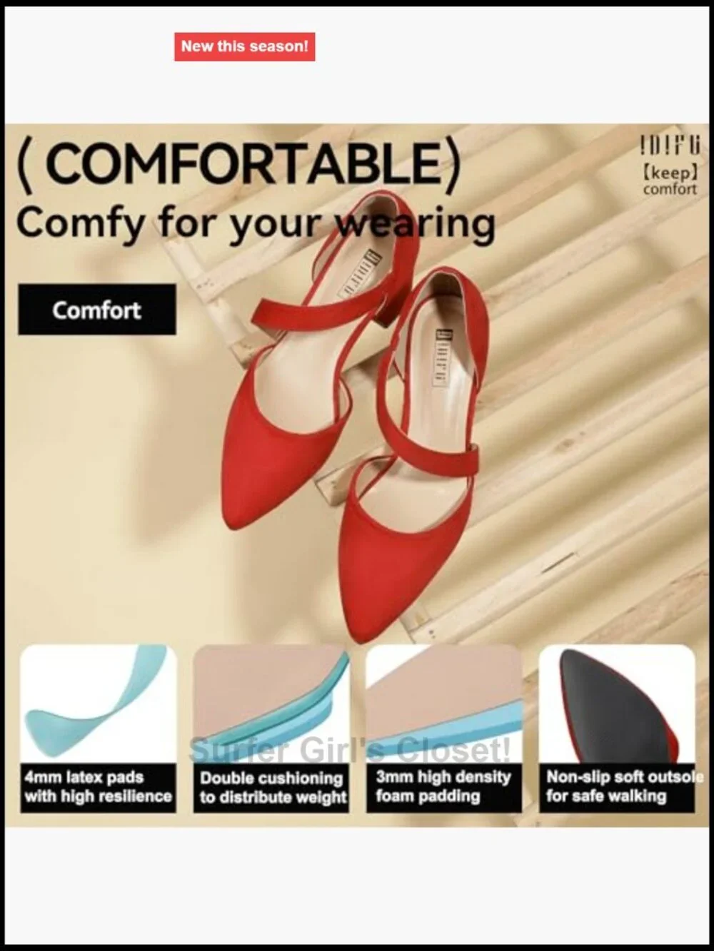 IDIFU Women's Pumps Closed Pointed Toe Low Block Chunky Comfort Heels